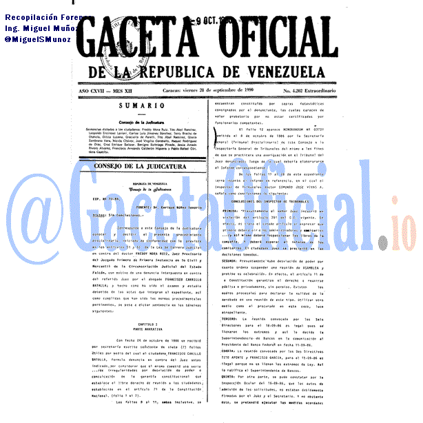 Gaceta Oficial 4202 del 28 Septiembre 1990