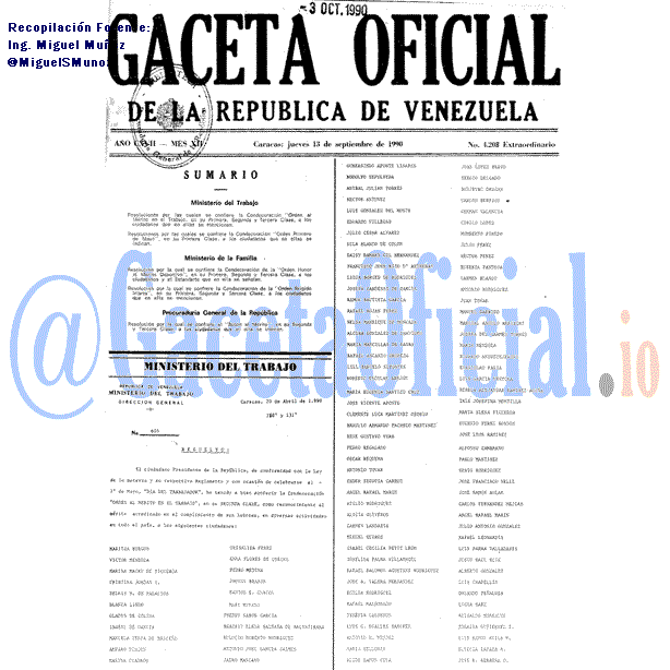 Gaceta Oficial 4208 del 13 Septiembre 1990