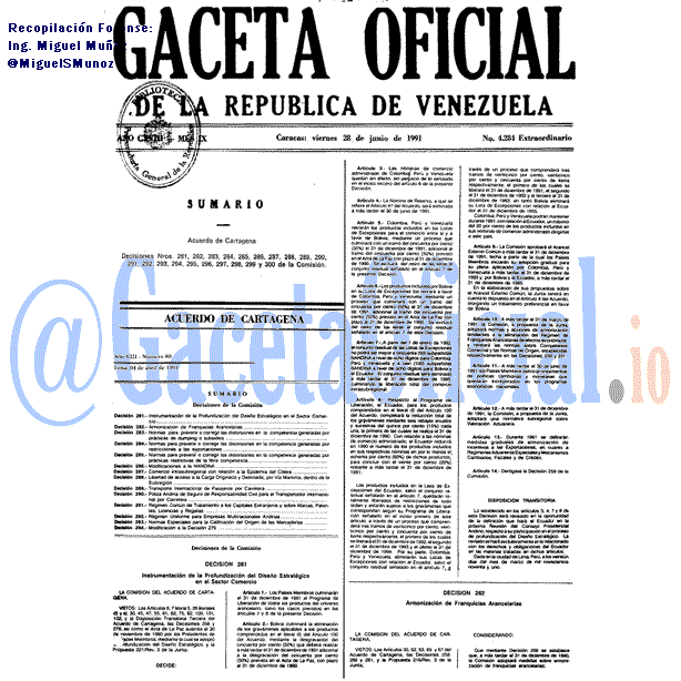 Gaceta Oficial 4284 del 28 Junio 1991