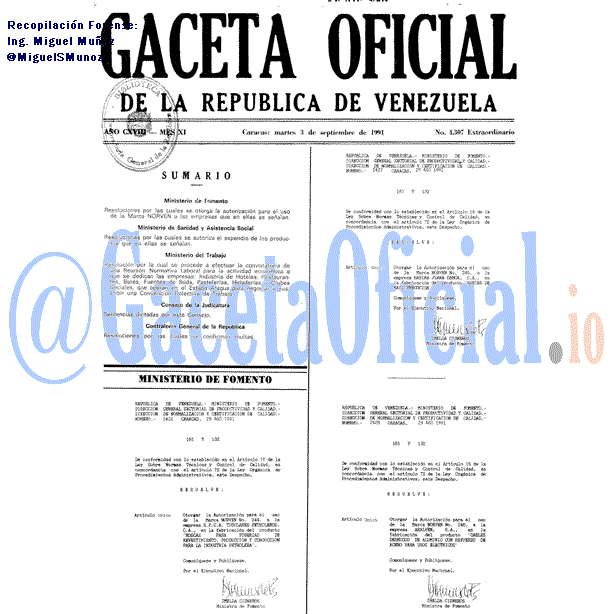 Gaceta Oficial 4307 del 3 Septiembre 1991