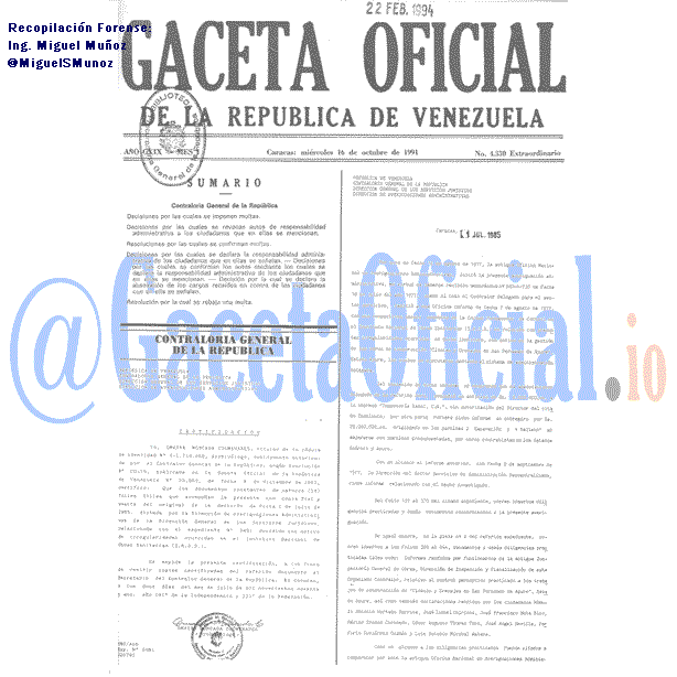 Gaceta Oficial 4330 del 16 Octubre 1991
