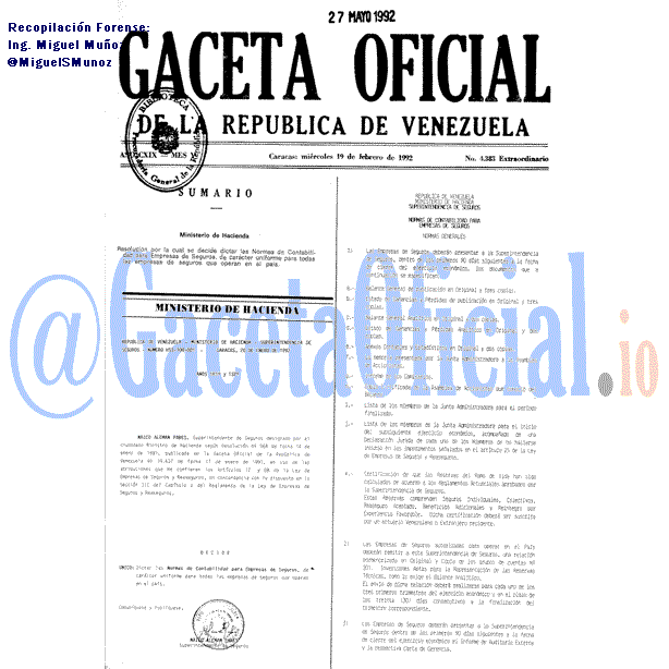 Gaceta Oficial 4383 del 19 Febrero 1992