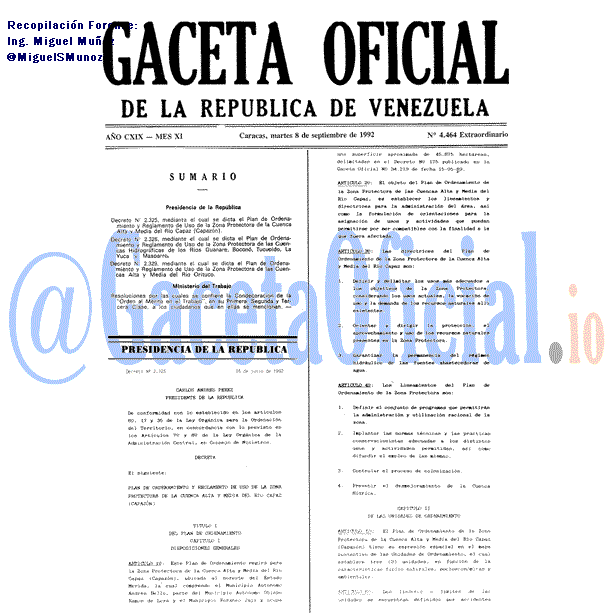 Gaceta Oficial 4464 del 8 Septiembre 1992