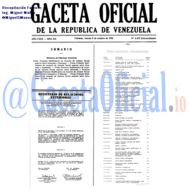 Gaceta Oficial 4475 del 9 Octubre 1992