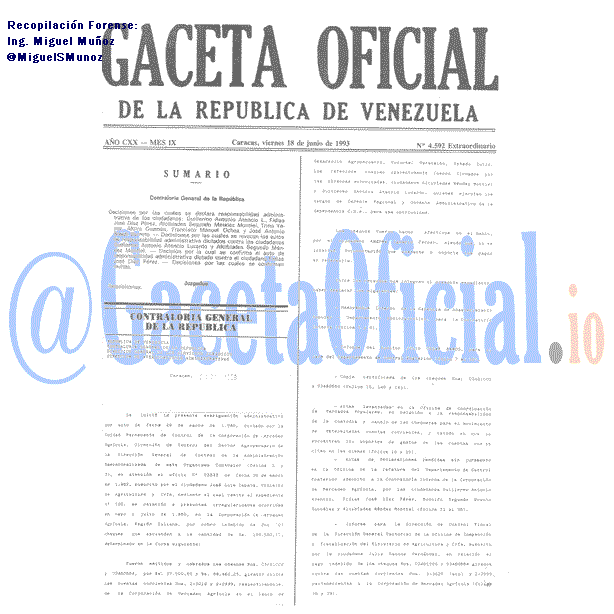 Gaceta Oficial 4592 del 18 Junio 1993