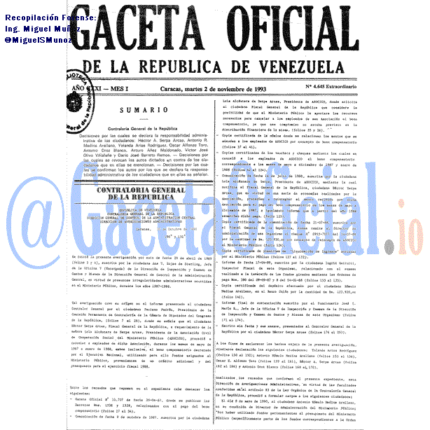 Gaceta Oficial 4645 del 2 Noviembre 1993