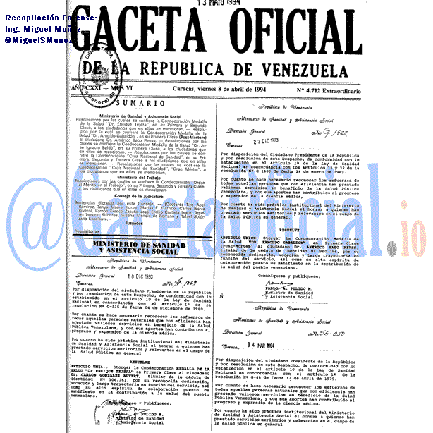 Gaceta Oficial 4712 del 8 Abril 1994