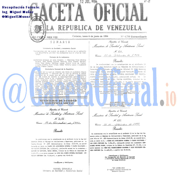 Gaceta Oficial 4730 del 6 Junio 1994