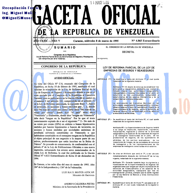 Gaceta Oficial 4865 del 8 Marzo 1995
