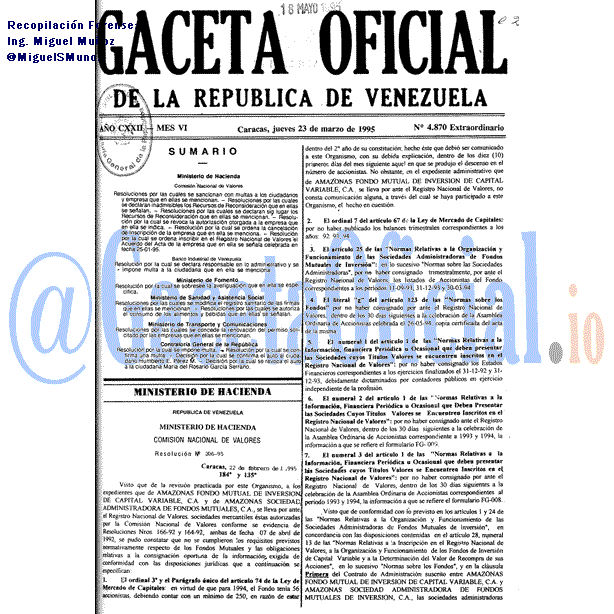 Gaceta Oficial 4870 del 23 Marzo 1995