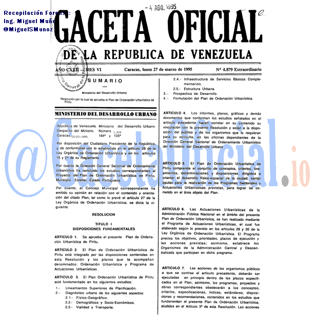 Gaceta Oficial 4879 del 27 Marzo 1995