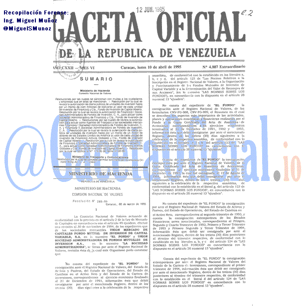 Gaceta Oficial 4887 del 10 Abril 1995