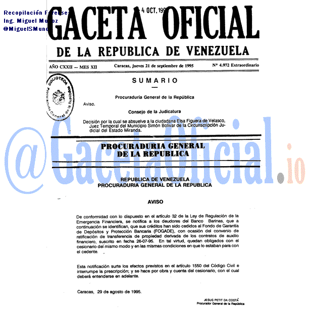 Gaceta Oficial 4972 del 21 Septiembre 1995