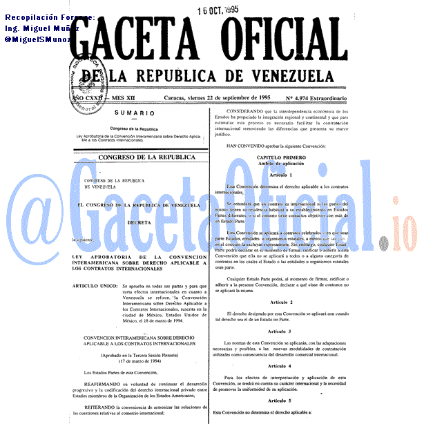 Gaceta Oficial 4974 del 22 Septiembre 1995