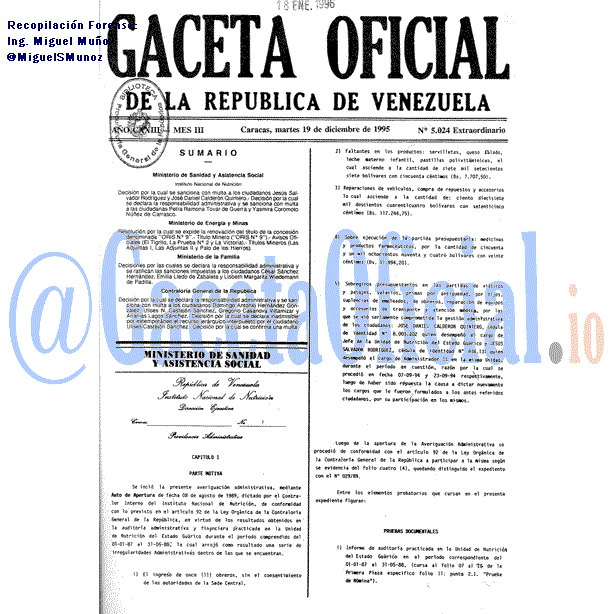 Gaceta Oficial 5024 del 19 Diciembre 1995