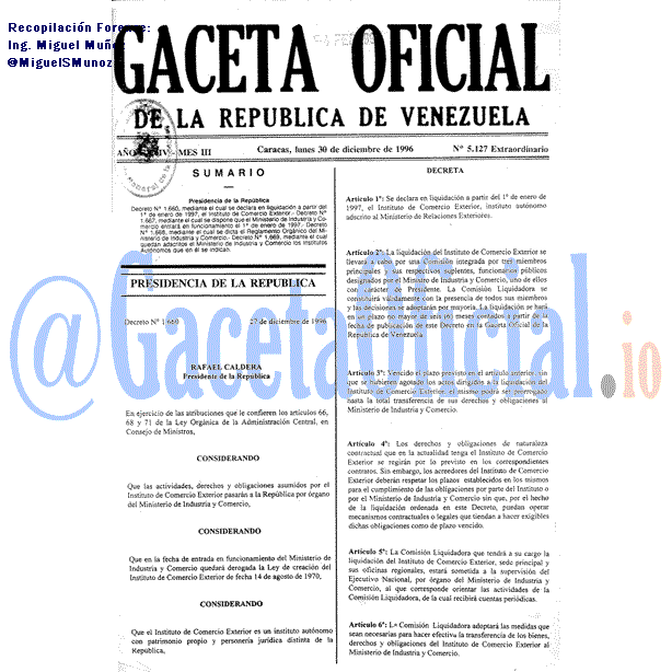 Gaceta Oficial 5127 del 30 Diciembre 1996