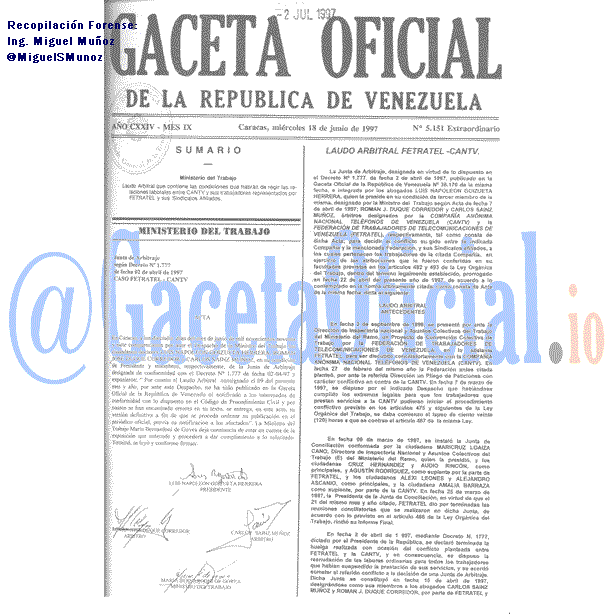 Gaceta Oficial 5151 del 18 Junio 1997