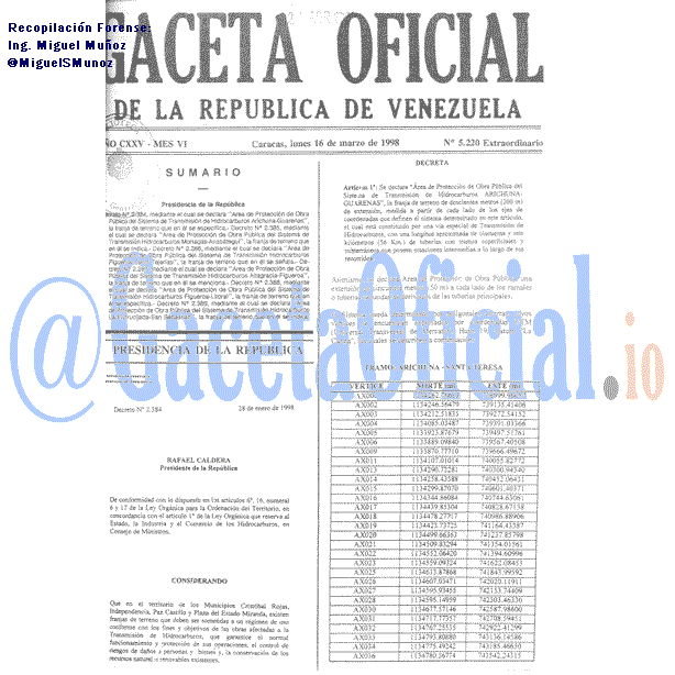 Gaceta Oficial 5220 del 16 Marzo 1998