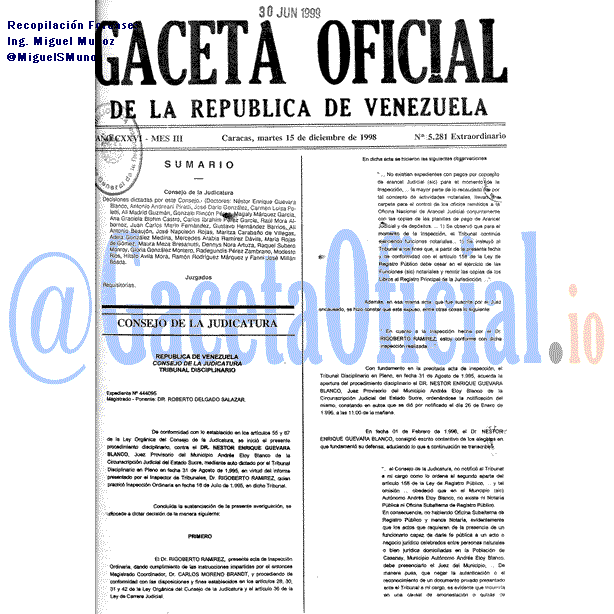 Gaceta Oficial 5281 del 15 Diciembre 1998