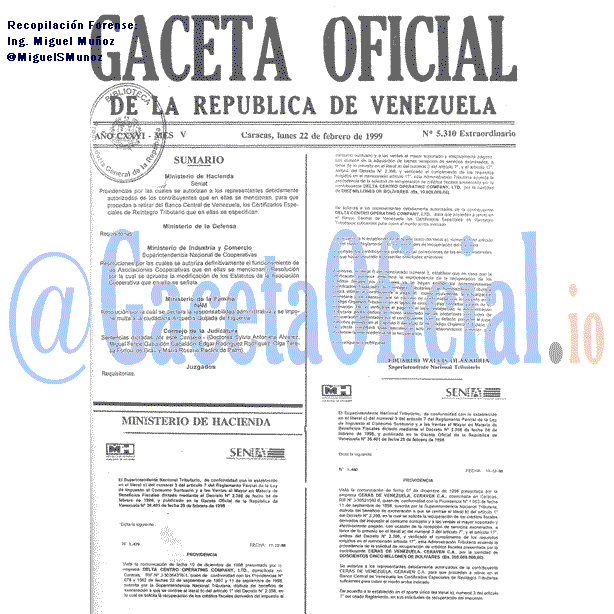 Gaceta Oficial 5310 del 22 Febrero 1999