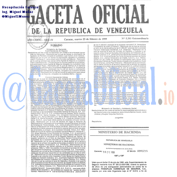 Gaceta Oficial 5311 del 23 Febrero 1999