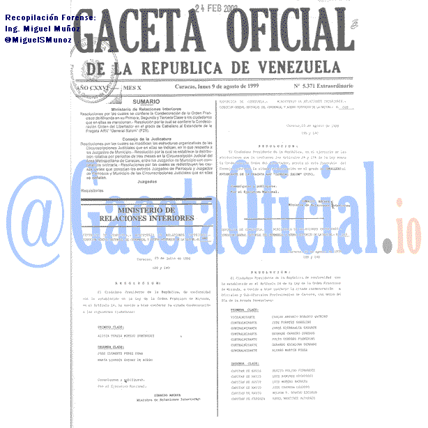 Gaceta Oficial 5371 del 9 Agosto 1999