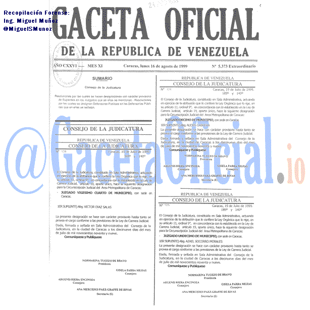 Gaceta Oficial 5373 del 16 Agosto 1999