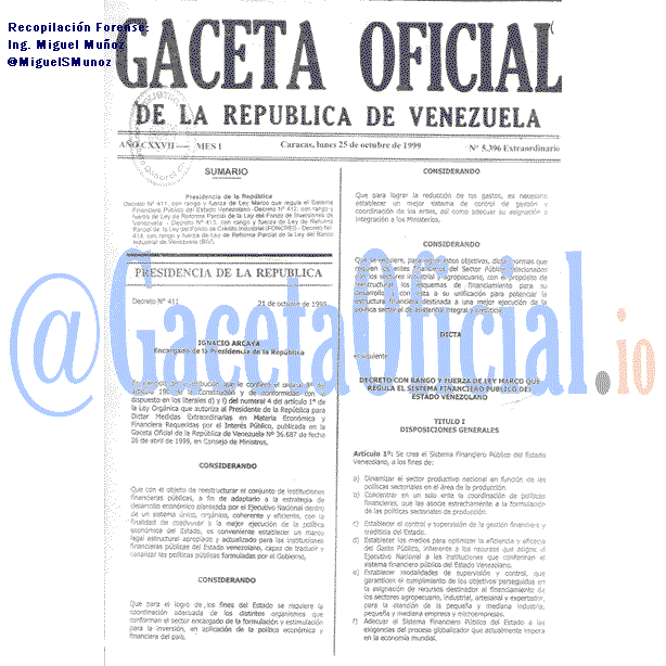 Gaceta Oficial 5396 del 25 Octubre 1999