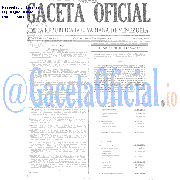 Gaceta Oficial 36941 del 2 Mayo 2000