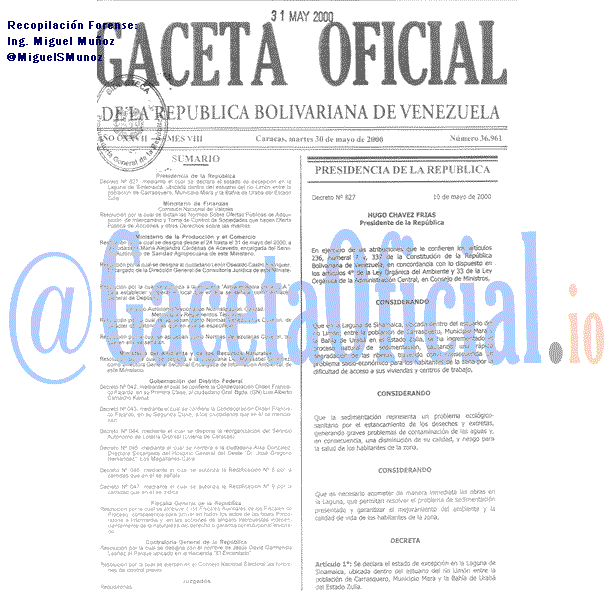Gaceta Oficial 36961 del 30 Mayo 2000