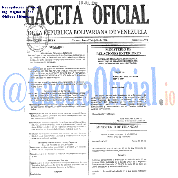 Gaceta Oficial 36994 del 17 Julio 2000