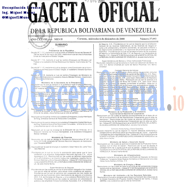 Gaceta Oficial 37093 del 6 Diciembre 2000