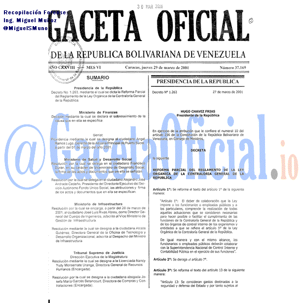 Gaceta Oficial 37169 del 29 Marzo 2001