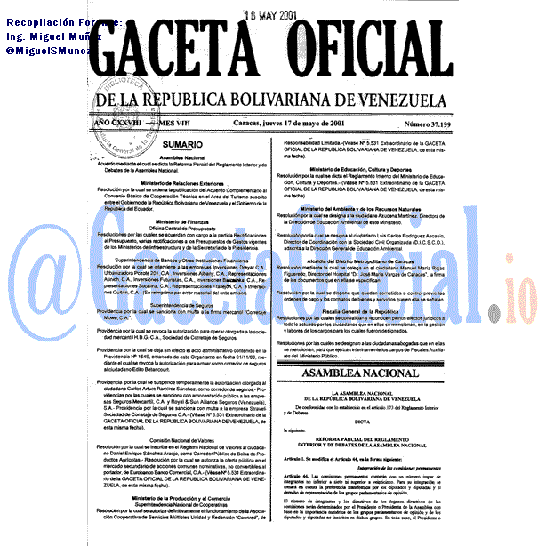 Gaceta Oficial 37199 del 17 Mayo 2001