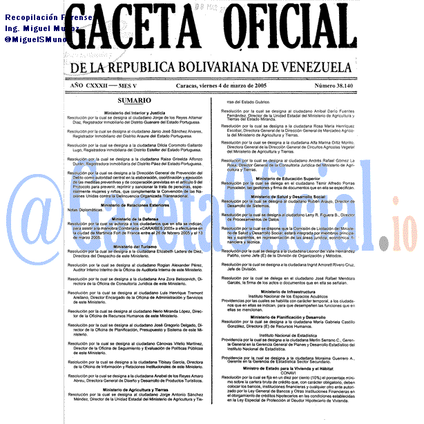 Gaceta Oficial 38140 del 4 Marzo 2005
