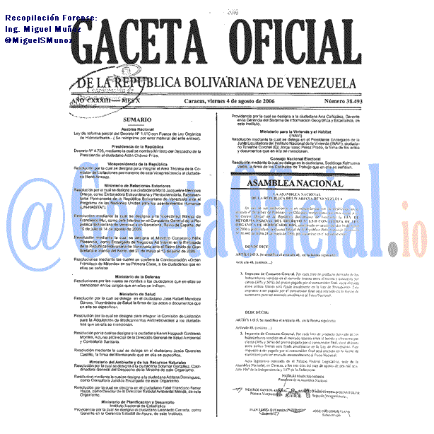 Gaceta Oficial 38493 del 4 Agosto 2006