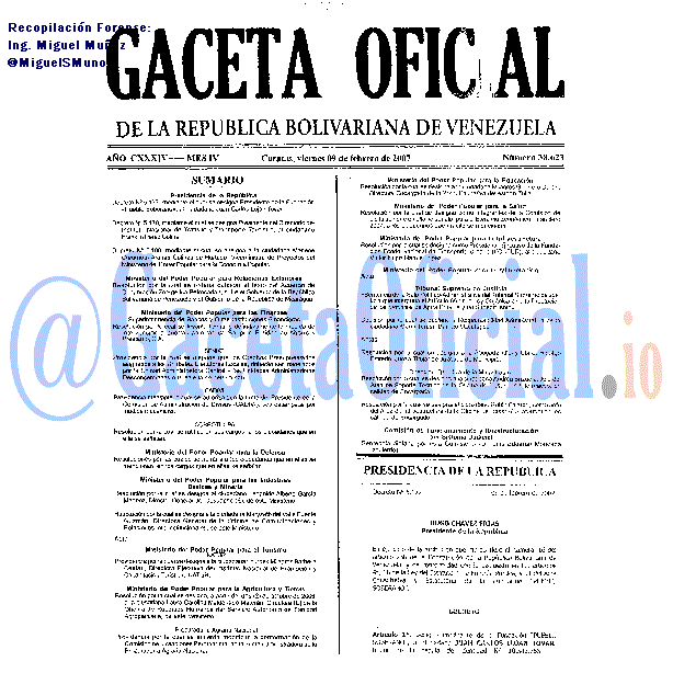 Gaceta Oficial 38623 del 9 Febrero 2007