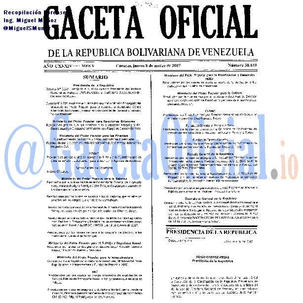 Gaceta Oficial 38640 del 8 Marzo 2007