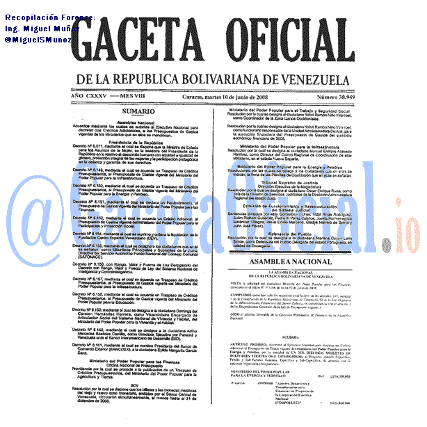 Gaceta Oficial 38949 del 10 Junio 2008