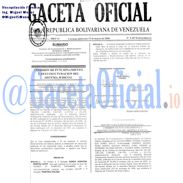 Gaceta Oficial 5447 del 15 Marzo 2000