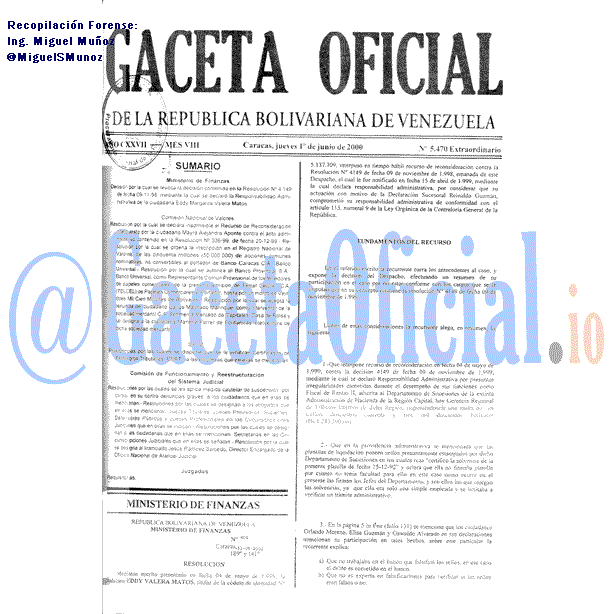 Gaceta Oficial 5470 del 1 Junio 2000