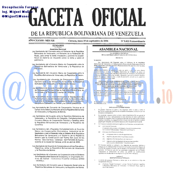 Gaceta Oficial 5822 del 25 Septiembre 2006