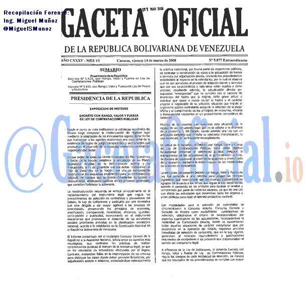 Gaceta Oficial 5877 del 14 Marzo 2008