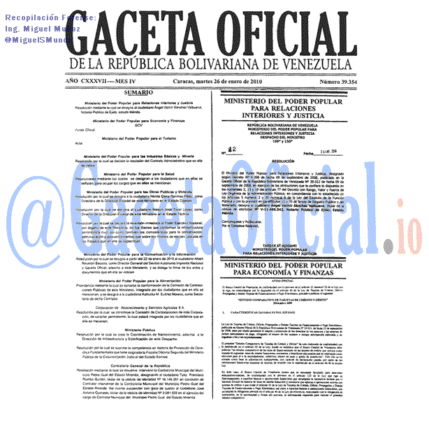 Gaceta Oficial 39354 del 26 Enero 2010