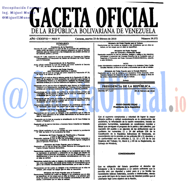 Gaceta Oficial 39372 del 23 Febrero 2010