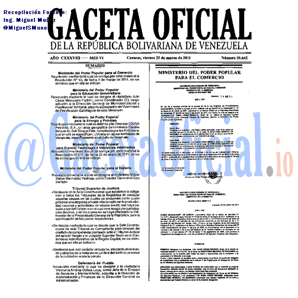 Gaceta Oficial 39642 del 25 Marzo 2011
