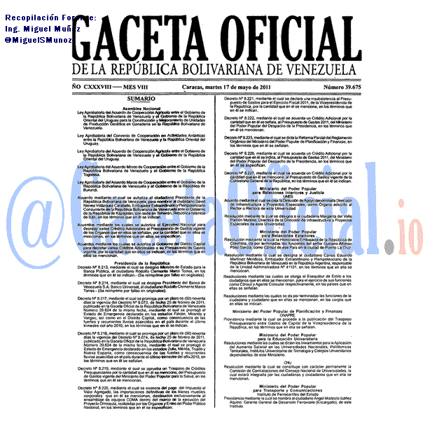Gaceta Oficial 39675 del 17 Mayo 2011