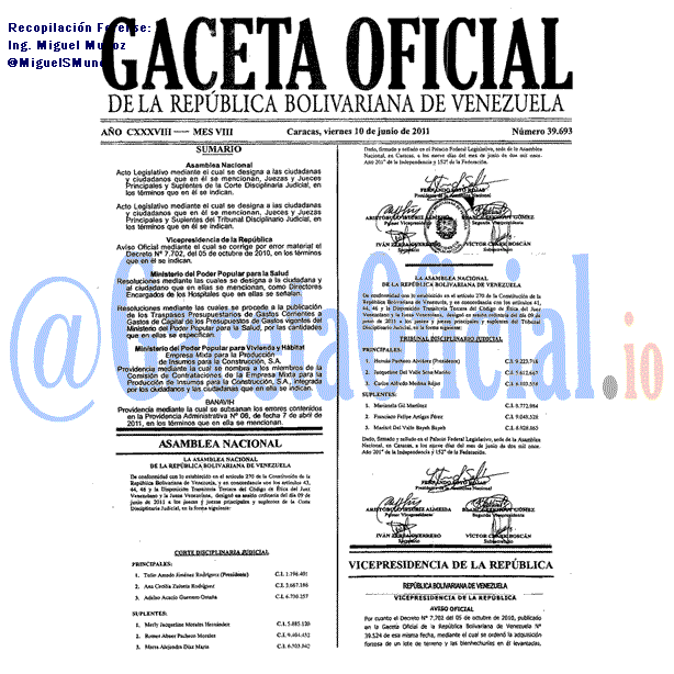 Gaceta Oficial 39693 del 10 Junio 2011