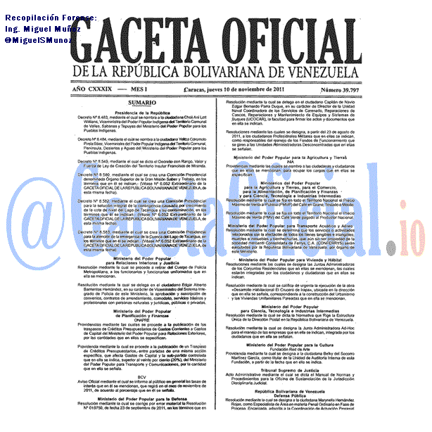 Gaceta Oficial 39797 del 10 Noviembre 2011