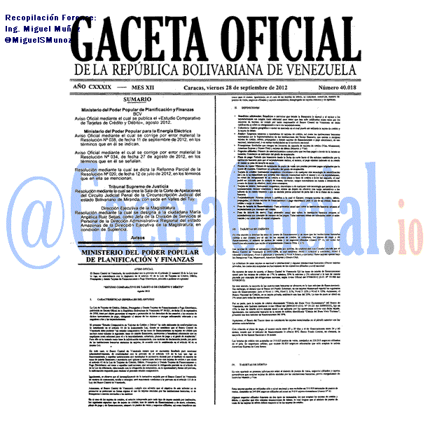 Gaceta Oficial 40018 del 28 Septiembre 2012